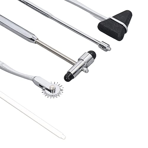 Neurological Reflex Hammer Set, 5 Pieces, Medical Neurological Hammer Set Made of Stainless Steel, Multifunctional Portable Reflex Hammer for Examination of the Nervous System