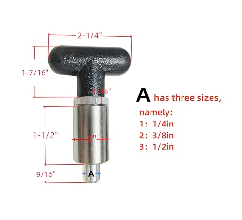 Handle Spring-Loaded Pull pins, Steel Spring plungers/Dowel pins, Handle Pull Rod knobs, Screw Locks with Platform (T-Handle 1/4in-2Pcs) T-handle 1/4in-2Pcs