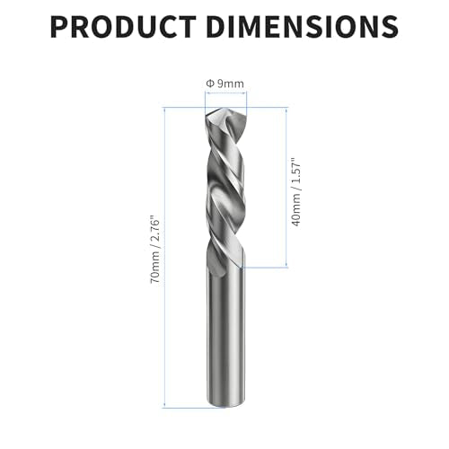9mm Solid Carbide Drill Bit, Brad Point, Straight Shank 9mm