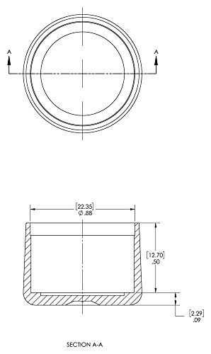 Caplugs FCR-14 – FCR Series – Finishing Caps for Round Tubing, 500 Pack, Cap ID 0.88" x Length 0.50", Low-Density Polyethylene (PE-LD), Black, Product Protection (99191682)