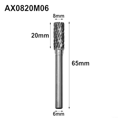 Rotary Tip Burr Grinder Carbide Rotary File Milling Metal Grinding Cutter Milling Head Drill Bit 6mm Shank Weld Joint Cleaning (8mm) 8mm