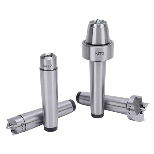 4 Pcs Lathe Drive Center Set, Heavy Duty Bearing, Lathe Live and Drive Center Set, MT2 Wood Lathe Live Center Drive Spur Cup Set with Extra Tips for Wood and Metal Processing Lathe
