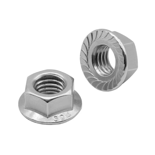 2PCS Stainless Full Threaded with Flange Nuts