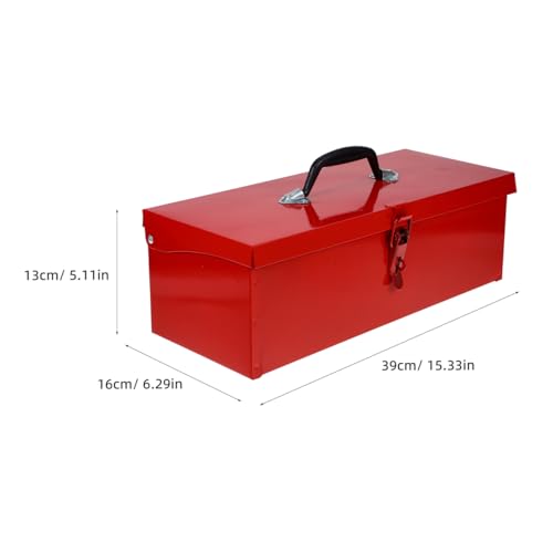 DOITOOL Red Metal Tool Box Iron Sheet Tool Box Metal Toolbox Red Tool Storage Case Lockable, Multi-function Tool Organizer, 15.3X6.2X5.1inch