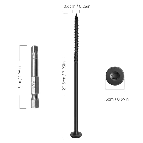 3 Inch Deck Screws 50Pcs + 8 inch Deck Screws 50pcs, Rust Resistant Timber Screws for Timber/Log/Landscaping Wood, T30 Star Bit