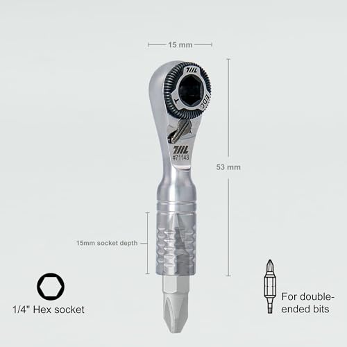 711L Mini Ratchet Wrench TG Bundle with Magnetic Bit Extensions | 1/4" Double-Ended Bits Compatible EDC Ratchet with T-Handle & L-Handle 71143+7AX1C