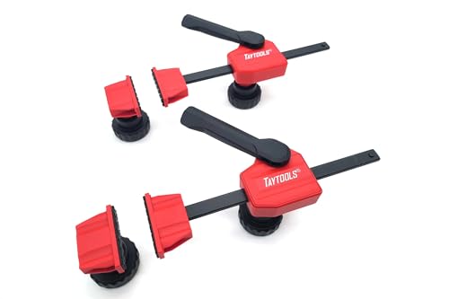 Taytools 12-Piece MFT Table Clamp Kit - 4" Vertical Clamps for Tables or Workbenches With 20mm Dog Holes - Includes Vertical and Horizontal Clamps, Bench Dogs, and Locking Knobs
