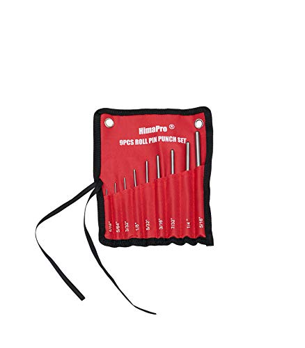 HimaPro® 9PCs Roll Pin Punch Set with Hammer and Storage Pouch - Perfect Roll Pin Removal Tool Kit for Pin Removal, Watch Cleaning, Jewelry and Craft