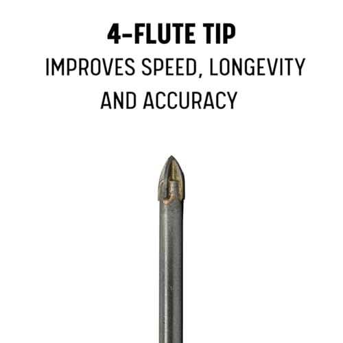 Drill America 7/8" Carbide Tipped 4 Flute Glass & Tile Drill Bit with Hex Shank, DWD4FGDHEX Series 7/8"