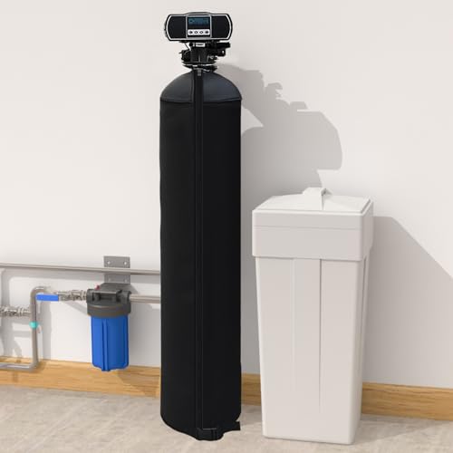 9x48 Inch Water Softener Tank Jacket - Insulated 3.5mm Neoprene Slip Sleeve to Prevent Sweating, Heavy-Duty Outdoor Water Softener Cover,Black Black 9''D x 48''H