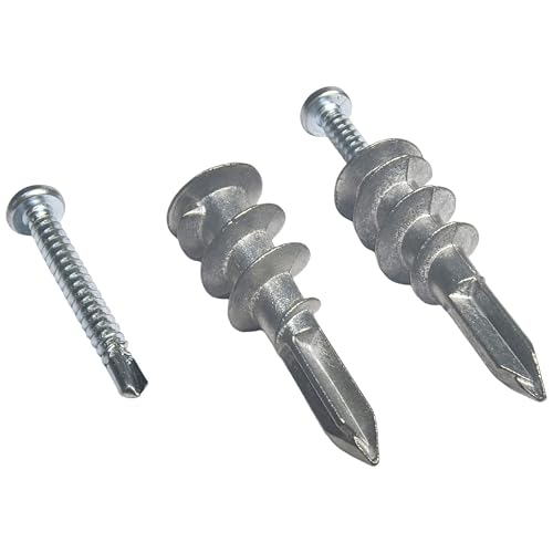 Santie#8 Zinc Self-Drilling Drywall Anchor Kit with Screws-100 Pack (#8)-100 PC