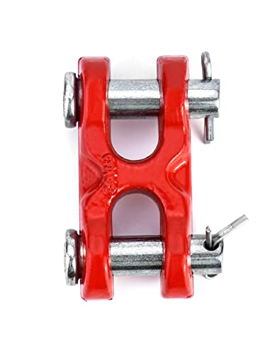 QWORK 3/8 Inches Twin Clevis Safety Chain Repair Links, 4 Pack Trailer Tie Down Links, Industrial Grade Heavy Duty Material - 6,600 LBS. Capacity 6600lbs