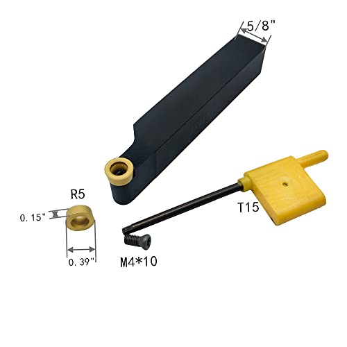 5/8in Metal Lathe Turning Tool Holder SRAPR1616H10 with R5 RCMT10T3MO Round Carbide Inserts DCMT32.51 DCMT11T304 Turning Insrts