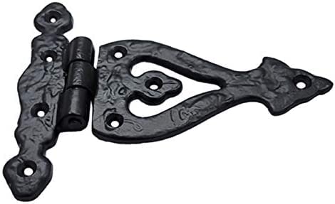 Adonai Hardware Alleluia Antique Cast Iron Vintage Heavy Duty T Hinges (5.3" x 2 Pack, Matte Black) for Barn Doors, Gates, Cabinets, Wardrobes, Sheds, Windows, Wooden Box, Chest and Trunks 5.3 Inch x 2 Pack (T Hinge) Matte Black (Iron)