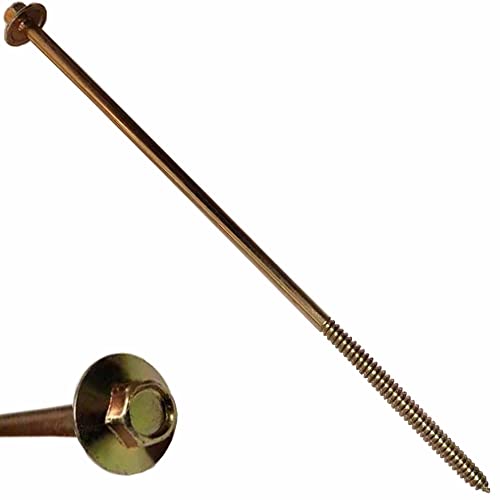 BRAUNY BOY - #12 x 10”- Extra Long Structural Lag Heavy Duty Construction Wood Screw – Yellow Zinc Corrosion Resistant Coating Exterior Timber, Landscape - Easy HEX HEAD DRIVE – Flange Head 10 in (40) 40