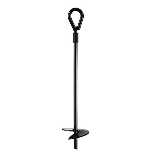 20” Ground Anchors (4pcs) Easy to Use with Drill, 3" Helix Diameter, Heavy Duty Anchor Hook for Camping Tent, Canopies, Car Ports, Sheds, Swing Sets, Securing Animals – Black Powder Coated 1