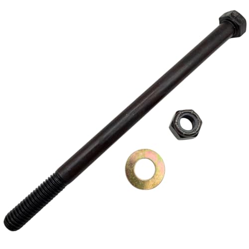 1/2"-13 x 8 Grade 5 Hex Bolts with Washers and Nylon Nuts (4-Pack) SAE J429 High-Strength Coarse Thread Fasteners for OEM, MRO & Industrial Applications | Plain Black Bolts, Washers, Nuts 4