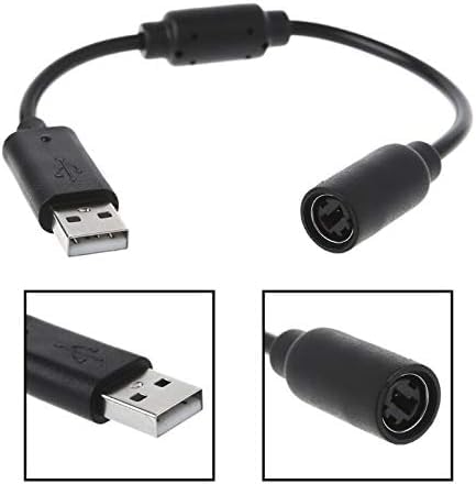 3Pcs Black for USB Breakaway PC Cable Cord Adapter Converter for Xbox 360 Controller Xbox 360 Cables