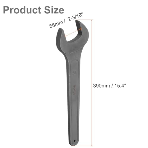 HARFINGTON Single Open Ended Spanner Wrench, 55mm (2 3/16-inch), Thicken Carbon Steel Open End Wrench Tool for Automotive Repair and Furniture Assembly, Grey