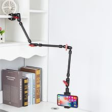 Adjustable Articulating Magic Arm with Clamp and Phone Holder Clip for Desk Mount, Desk Stand, Cell Phone Tripod 32in arm+clamp+Clip