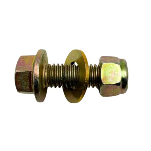 7/16"-14 x 1-1/4" Grade 8 Flange Bolts (10-Pack) – Heavy-Duty Hex Flange Bolts Includes Flat Washers & Nylon Lock Nuts – High-Strength SAE J429 1.25" UNC Coarse Thread Bolts 10 Bolts, Washers, Nuts