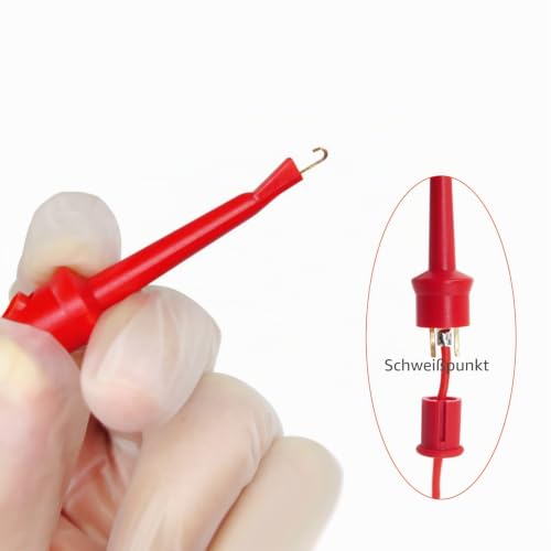 Test Hook Clips to Breadboard Male Jumper Wires (Pack of 10) | Soft flexible silicone, test leads for electrical testing