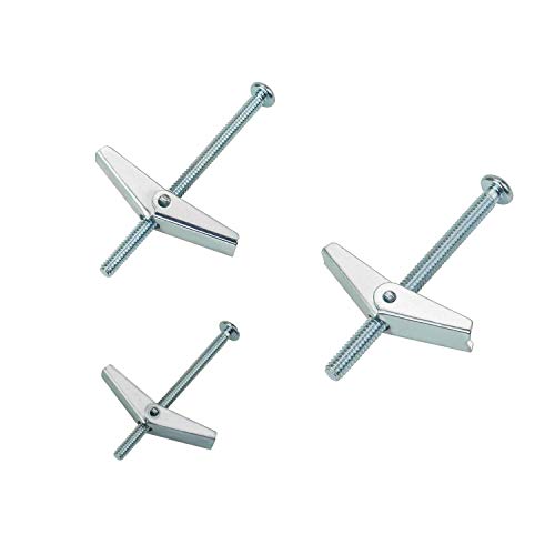 1/8 Inch, 3/16 Inch, 1/4 Inch Toggle Bolt and Wing Nut for Hanging Heavy Items on Drywall, 48 PCS