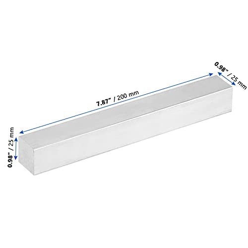 MANCHAP 4 PCS 1 x 1 x 8 Inch Square Aluminum Bar, 25 x 25 x 200 mm Aluminum Flat Bar, 6061 General Purpose Plate, T6511 Solid New Mill Stock
