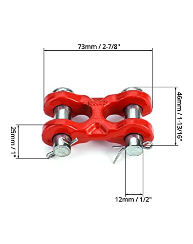 QWORK 3/8 Inches Twin Clevis Safety Chain Repair Links, 4 Pack Trailer Tie Down Links, Industrial Grade Heavy Duty Material - 6,600 LBS. Capacity 6600lbs