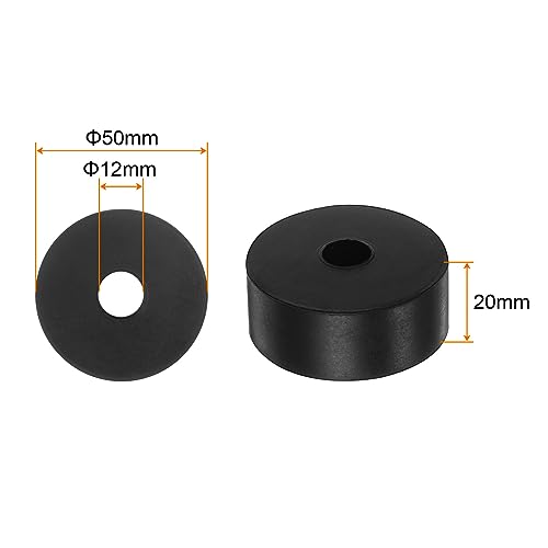 HARFINGTON 16pcs Rubber Spacer ID 12mm x OD 50mm x Length 20mm Black