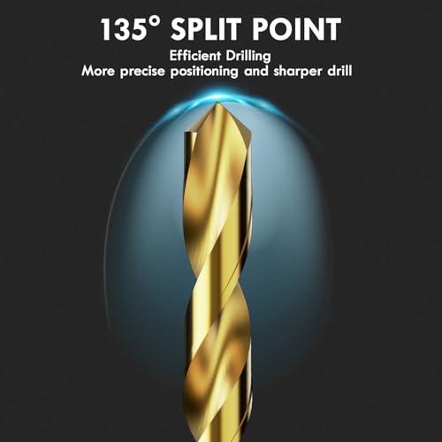 230Pcs(3/64" - 1/2") Titanium Twist Drill Bit Set 3/64" - 1/2" - 230pcs HSS