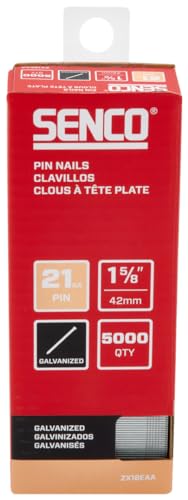 SENCO ZX18EAA 1-5/8" 21 Gauge Pin Nails, Galvanized Finish 5,000 Count Pack