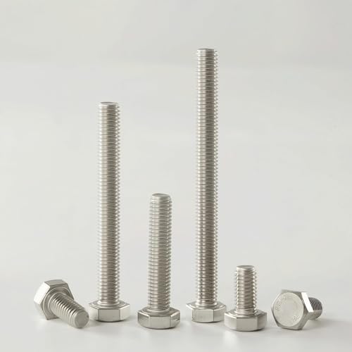 2Pcs 1"-8 x 5-1/2" Hex Head Bolt, 304 Stainless Steel 18-8 Fully Threaded, A2-70 Corrosion Resistant External Hex Drive Fastener, Silver 5-1/2"