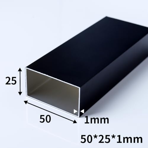 2Pcs Black Aluminum Rectangular Tubing 25mm x 50mm x 1000mm Long Wall Thickness 1mm, 2 Pack Aluminum Structural Rectangle Thin Tube 1 x 2 x 0.04 x 39.37" inch (Appr) Black Color 39.37" / 1000mm