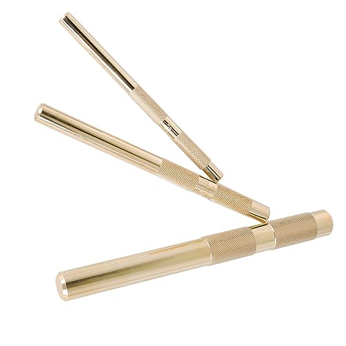 3PCS Brass Knurled Drift Punch Kit Brass Roll Pin Punch Chisel Punches Set for 3/4Inch 1/2Inch 3/8Inch 61360