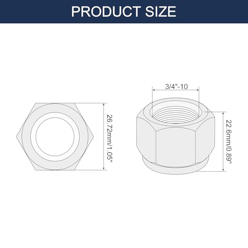 uxcell 25Pcs 3/4"-10 Nylon Insert Hex Lock Nuts, Carbon Steel Self-Locking Nylon Insert Stop Nut for Industrial Construction Fasteners, Multicolor&White 25