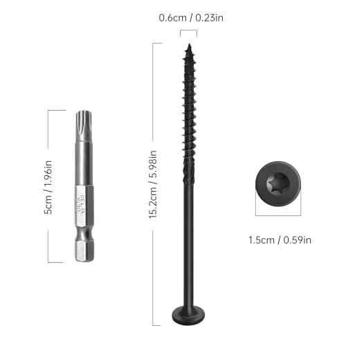 6 Inch Deck Screws 50Pcs + 8 inch Deck Screws 50pcs, Rust Resistant Timber Screws for Timber/Log/Landscaping Wood, T30 Star Bit