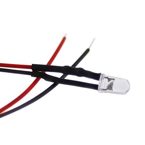 10 x 5 mm LED, 5 V, red, with 20 cm connection cable and integrated series resistor 10 x 5mm