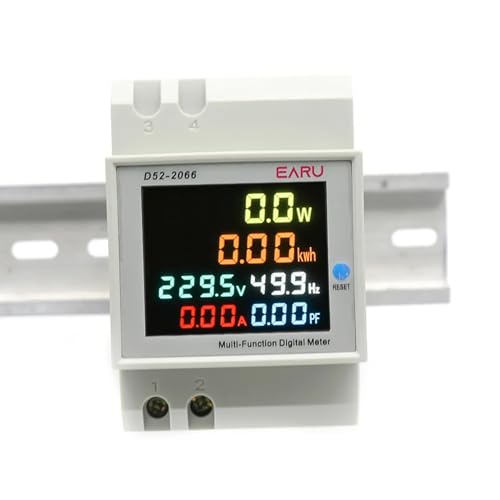 Digital Single Phase Energy Meter Tester Din Rail Electricity Usage Meter AC 110V 40-300V 100A Ampermeter Voltmeter Ammeter Voltage Amps Watt Kwh Frequency Power Factor Meter Multimeter External CT