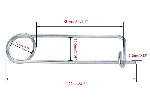 Steel Brooch Shape Cotter Safety Pins Spring Pin， Quick Lock Brooch Locking Fastener for Farm Lawn Garden Hitch (Size:3.2X80mm,8pcs) Size:3.2X80mm,8pcs