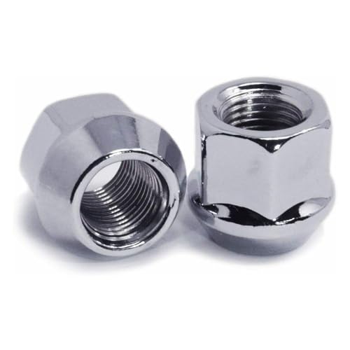 Set of 24 7/16" x20 Lug Nuts, Hunting Horse 0.83" Long 3/4" Hex, 60 Degree Conical Seat Open End Acorn Bulge Wheel Lug Nuts, Chrome 7/16-20