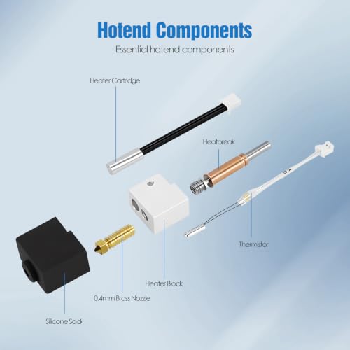 2-Pack Hotend Kit for Anycubic Kobra 3, Kobra 3 Combo, Kobra 3 V2 & Kobra 3 V2 Combo, 0.4mm Brass Nozzle Replacement, 3D Printer Accessories Kobra 3 Hotend Kit (Brass Nozzle)