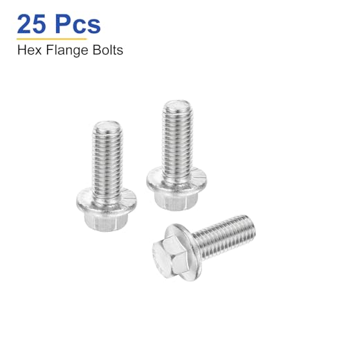 uxcell 25Pcs M12x30mm Hex Serrated Flange Bolts Screws, 304 Stainless Steel 25