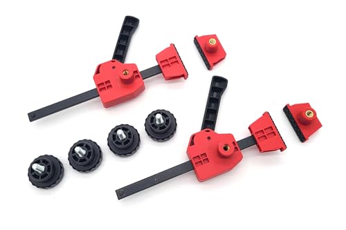 Taytools 12-Piece MFT Table Clamp Kit - 4" Vertical Clamps for Tables or Workbenches With 20mm Dog Holes - Includes Vertical and Horizontal Clamps, Bench Dogs, and Locking Knobs