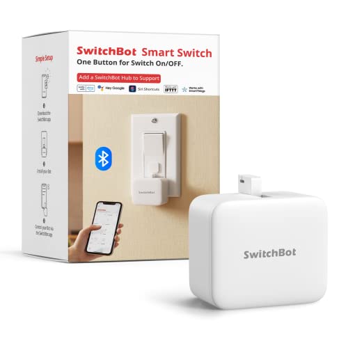 SwitchBot Bot White & Hub Mini Kit: Automate IR Devices & Physical Switches with Alexa/Google Voice Control, App Scenes & Timers.