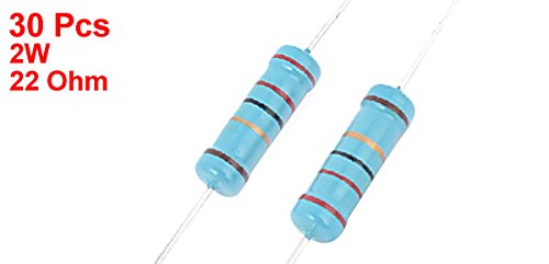 30 pcs 2W 1% 22 Ohm Flameproof Axial Film Metal Resistor de