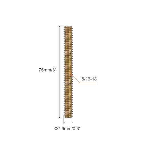 uxcell 60pcs Fully Threaded Rods 5/16 x 3 Inch All Thread Studs Long Threaded Screw Carbon Steel for Furniture Garden Railing Mounting Assembly Fastening Frame Connection Color Zinc 60