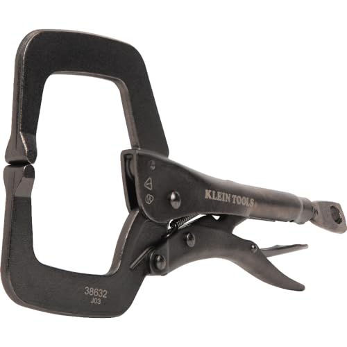 Klein Tools 38632 C-Clamp Locking Pliers with Standard Jaws, Intuitive Thumb Knob, Adjustable Clamp for Home, Shop, Woodworking, 11-Inch 11-In Standard Jaw