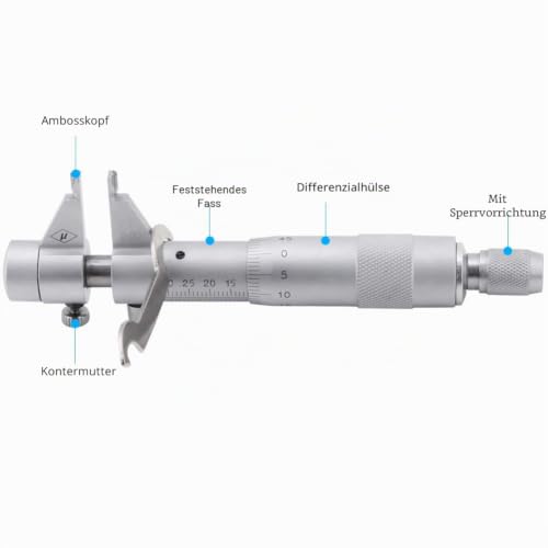 Internal Micrometer, Internal Micrometer, Inner Micrometer, 5mm-30mm/0.01mm Precision, Internal Micrometer Inner Diameter Measuring Tool with Wrench Calibration Ring