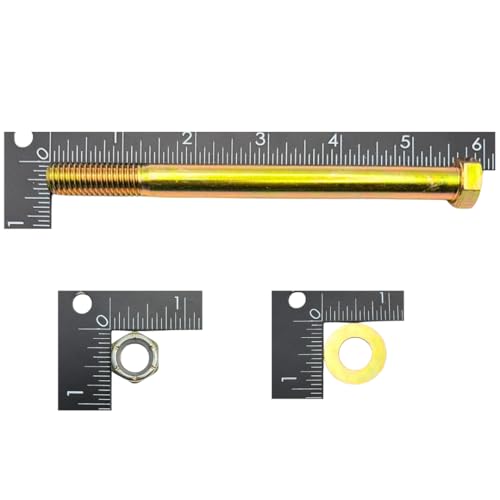 7/16"-14 x 5-1/2" Grade 8 Bolts (10-Pack) – Heavy-Duty Hex Bolts Includes Flat Washers & Nylon Lock Nuts – High-Strength SAE J429 Anti-Vibration 5.5" Coarse Thread Bolts 10 Bolts, Washers, Nuts